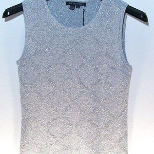 NEW by ATTITUDE Shimmering Glittery Silver Camie Sleeveless Size Small Sweater